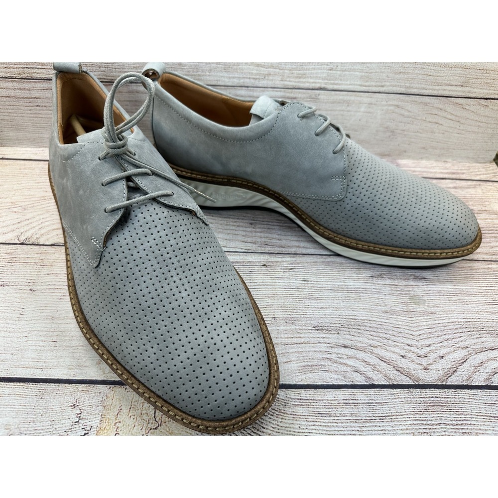 ECCO ST.1 Hybrid Men's Gray DriTan Leather Oxford Shoes Size 43 US 9-9.5